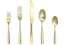 Lucca Faceted 18/10 Stainless Steel Flatware, 5 Piece Place Setting, Service ...