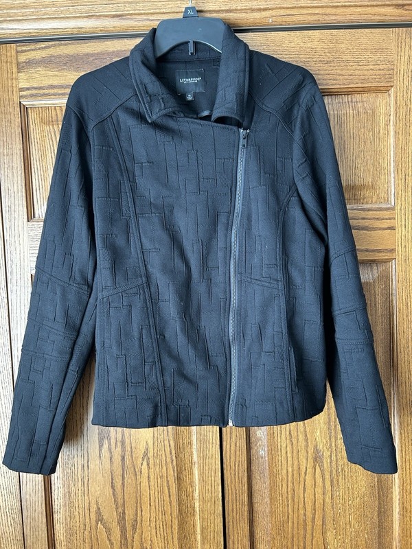 Ladies LIVERPOOL Los Angeles Black Jacquard Moto Jacket Size XL VGC