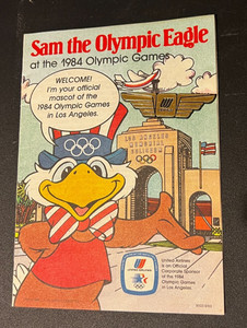 United Airlines 1984 Los Angeles Olympics USA Olympic activity book with Pin.