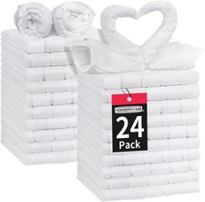 NEW 24 Pack Soft Washcloths Set - 12 Pack of 24 , white