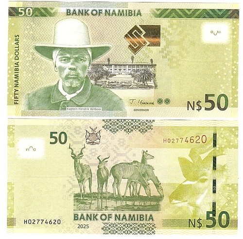 Namibia _ 5 pcs х 50 Dollars 2025 UNC P. 13d Lemberg-Zp - Picture 2 of 2