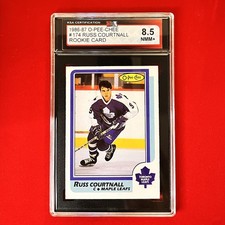 1986-87 O-Pee-Chee Hockey - #174 Russ Courtnall Rookie Card - KSA 8.5 - Y1