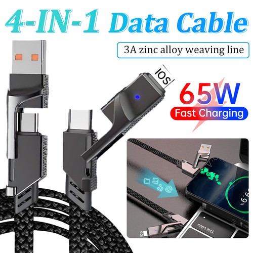 4 in 1 Dual Type C Charger USB Charging Cable Data Cord For iPhone Android - Zdjęcie 4 z 18