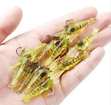 30PCS Shrimp Soft Fishing Lures Jig Hooks Silicone Bait Artificial Wobblers Swim