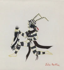 1940 Julian Martinez Clown Holding Skunk Matted Art Gallery Print