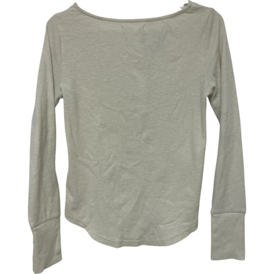 Lucky Brand Топ рубашка женщин M кружева отделки Henley длинным рукавом кремовый пуловер - Изображение 2 из 4
