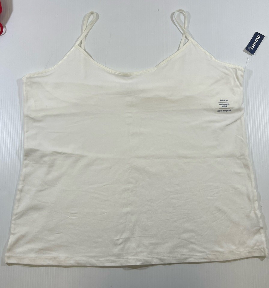 Old Navy Woman’s Cotton Built In Bra Adj Strap Stretch Tank Top XXL Lot