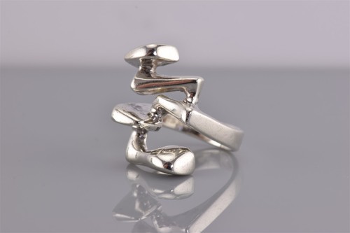 Anillo MUSSE Plata Esterlina Modernista Abstracto Banda Sólida Dinamarca 925 Talla: 3 - Imagen 6 de 8