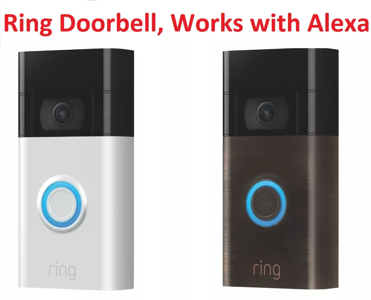 Ring Video Doorbell Built-in Battery Wireless or Wired 2nd gen Nickel  /Bronze