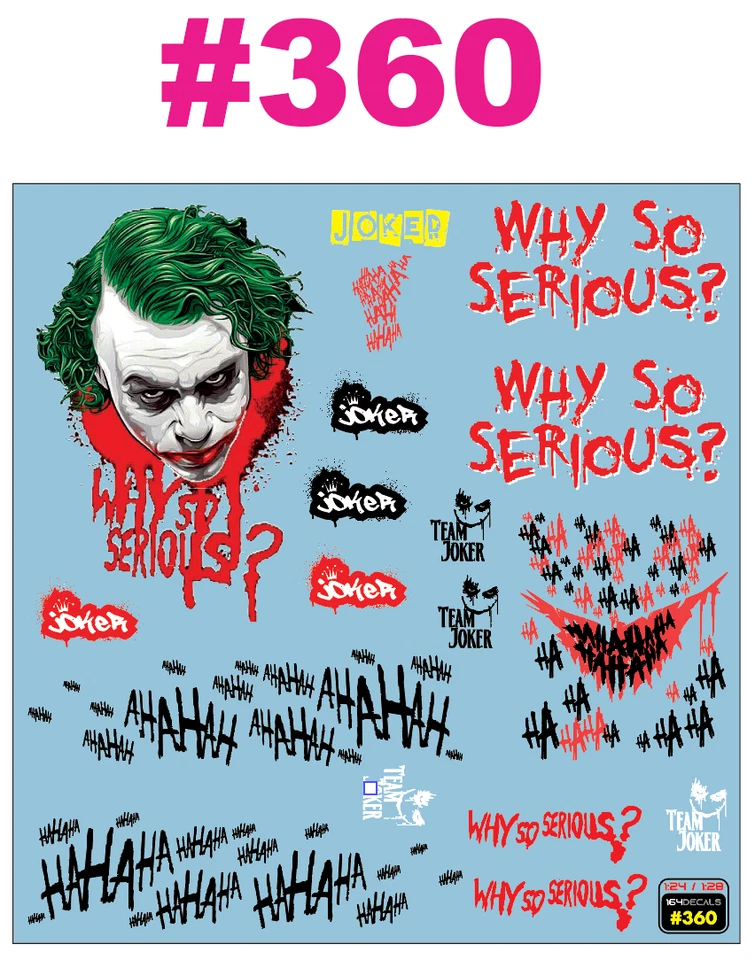 Joker Water Slide Decal White Toner 1/24 - 1/28 RC Model Dicast Hot!!! #360 - Image 4 of 4