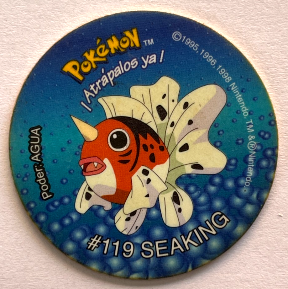 1999 TAZO POKEMON KANTO Chipy #119 SEAKING Peru Pogs Flips Frito