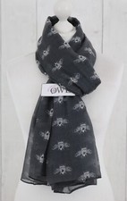 HONEY BEE SCARF Grey Ladies Soft HoneyBees Scarves Animal Bees Wrap Gifts UK