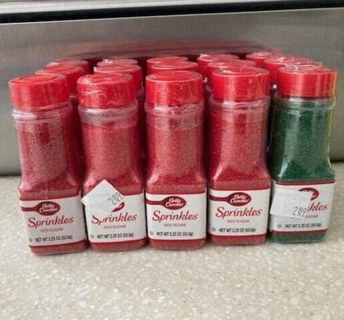 12 Red and 3 Green Unopened Betty Crocker Sprinkles 2.25 oz