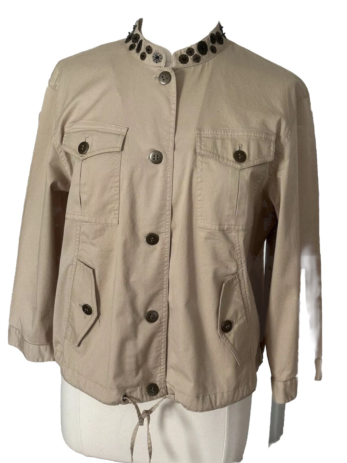 Ruby Rd 16 Lightweight Khaki Jacket Embellished C… - image 1