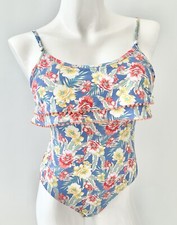 Primark Blue Multi Floral Frill Swimsuit UK 14