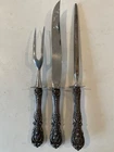REED & BARTON STERLING SILVER HANDLED 3PC CARVING SET FRANCIS I 12&15"