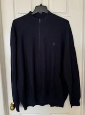 Polo Ralph Lauren Big & Tall Men’s 4X-BIG Mesh-Knit Quarter-Zip Sweater Navy NEW
