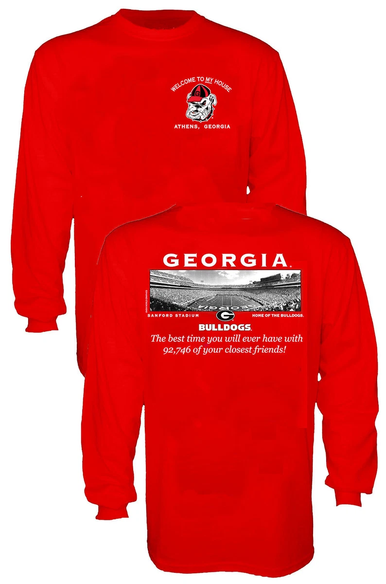 Georgia Bulldogs Men s Red 2 Sided Friends Stadium Long Sleeve T