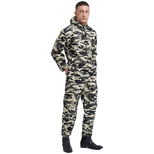 Mens Coverall Flame Jumpsuit Resistant Hooded Mechanic Dungarees Halloween Work - Picture 40 of 50
