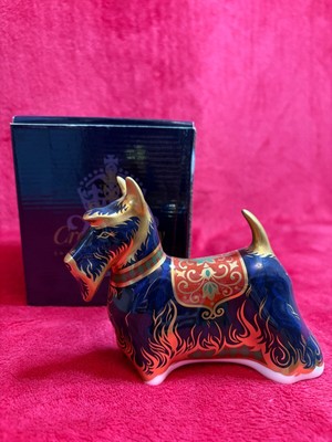 Royal Crown Derby ''Scottish Terrier'' 1. Qualität & Goldstopper Neu in OVP