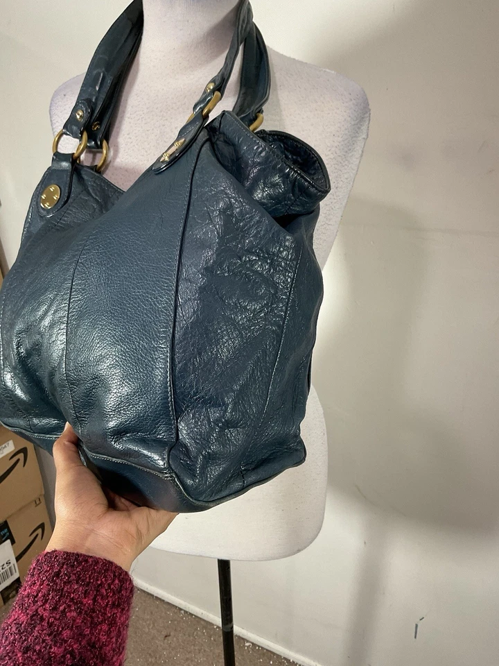 Bolso de mano Onna Ehrlich Designer de cuero suave azul oscuro Foto 2 de 4