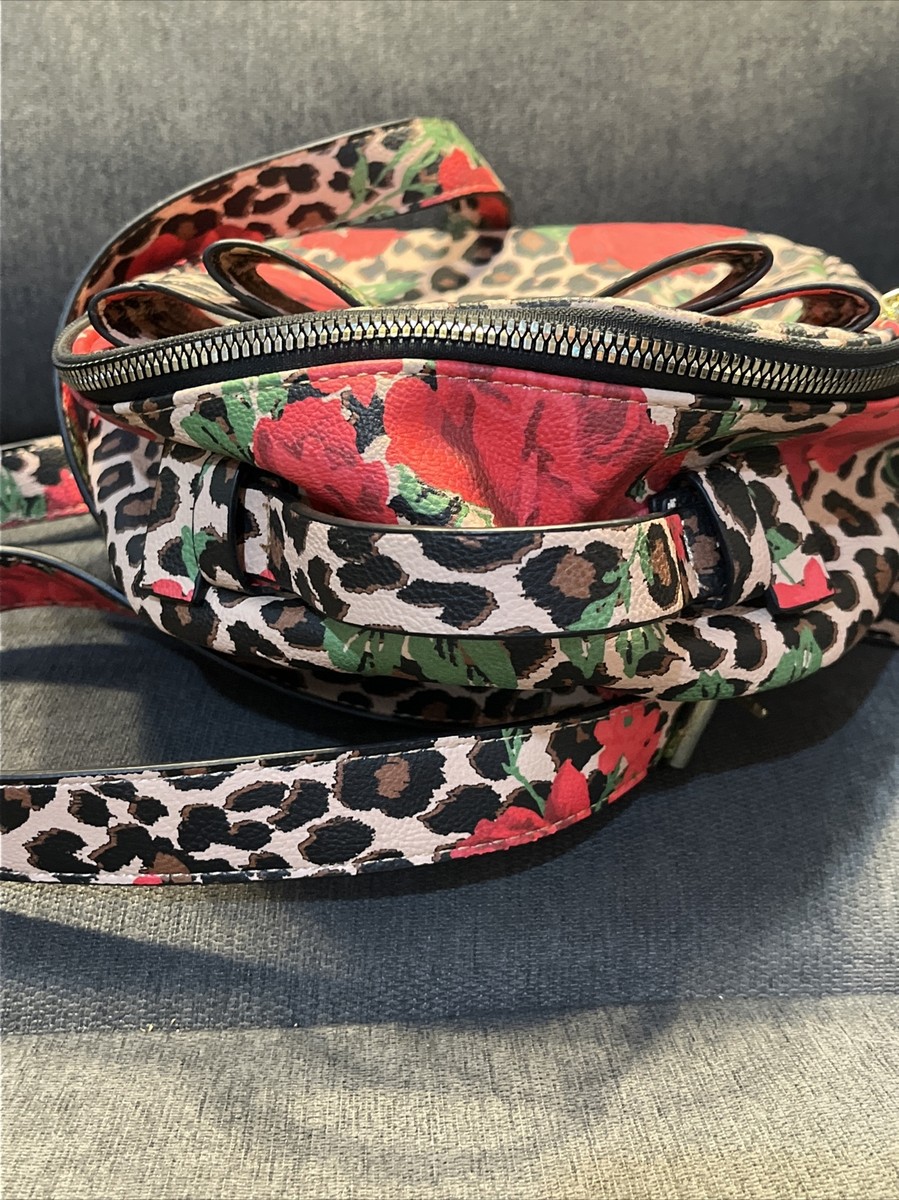 BETSEY JOHNSON SMALL BACKPACK PURSE BAG LEOPARD WITH ROSES  display picture 1