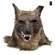 Halloween Latex Rubber Wolf Head Hair Mask Werewolf Gloves Costume Party Scary D
