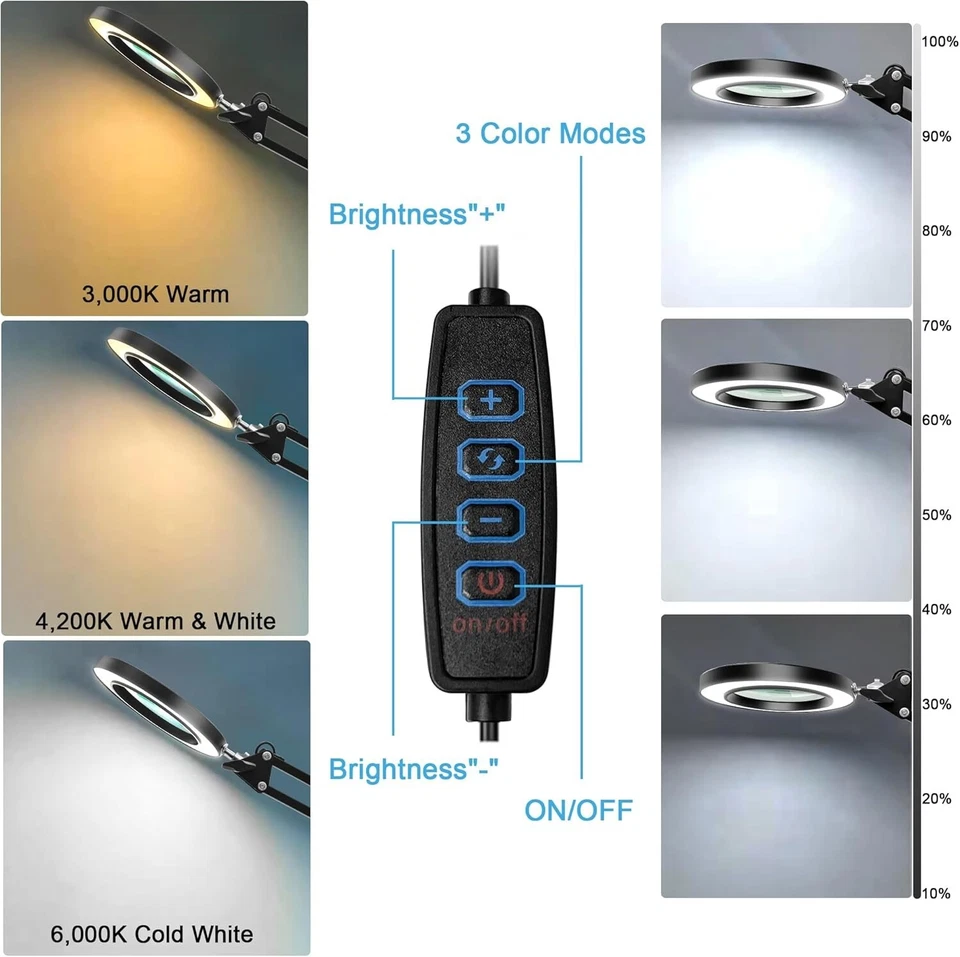 Magnifying Glass with Light and Stand, 10X Magnifying Lamp, 2-In-1 Desk Magnifie - Image 3 of 4