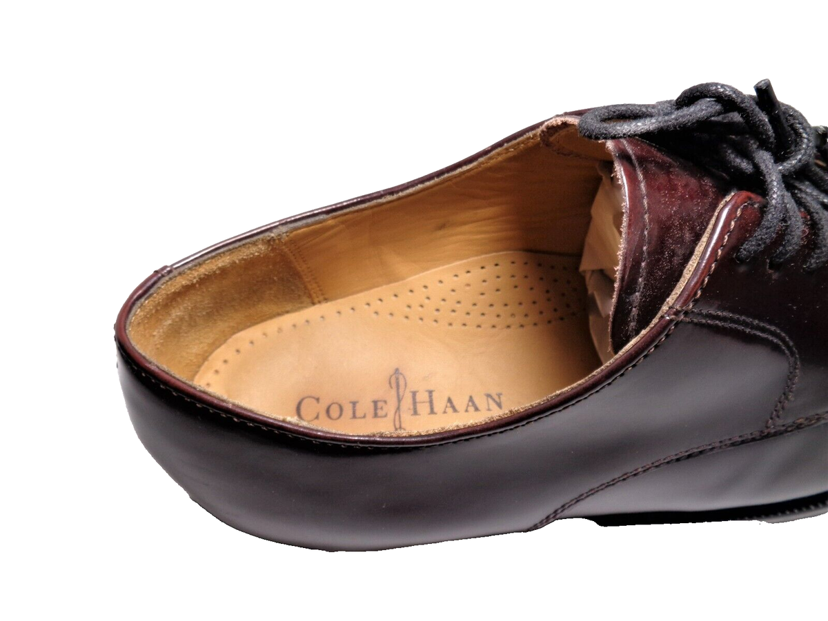 Cole Haan Mens Burgundy Leather Lace Up Cap Toe Derby Oxford  display picture 2
