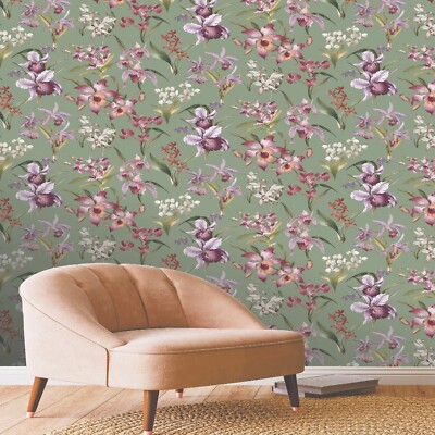 Grün Blumen Orchidee Tapete Lila Rosa Exotisch Tropische Blätter Rasch 283654