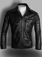 Men's Leather Shirt-mens Rock N Roll Elvis Presley Biker Black Leather Jacket