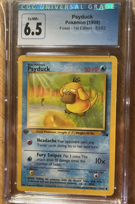 Psyduck 53/62 - 1999 Pokemon Fossil 1st Edition - CGC 6.5 Ex/NM+