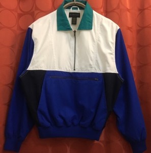 XS UNUSED Vintage 1980s IZOD TENNIS Pullover Warm-Up TEAL GREEN Royal NAVY Blue