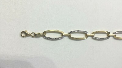 Unisex 9mm 8'' 14k massives zweifarbiges ausgefallenes Goldarmband 5,5 Gramm Hergestellt in Italien
