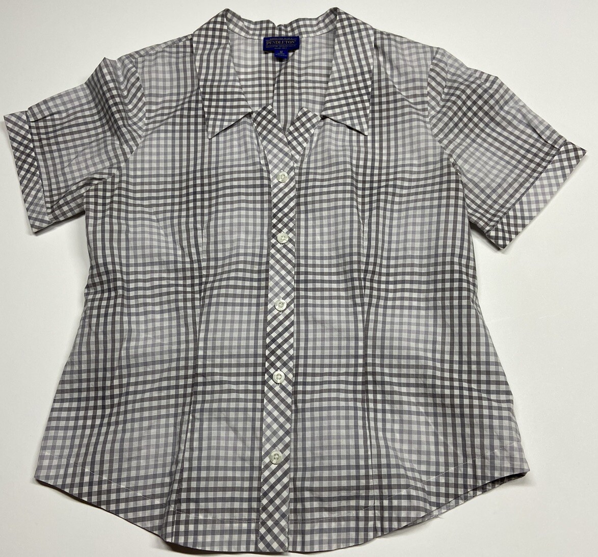 Pendleton Gingham Short Sleeve Button Down Fitted… - image 1