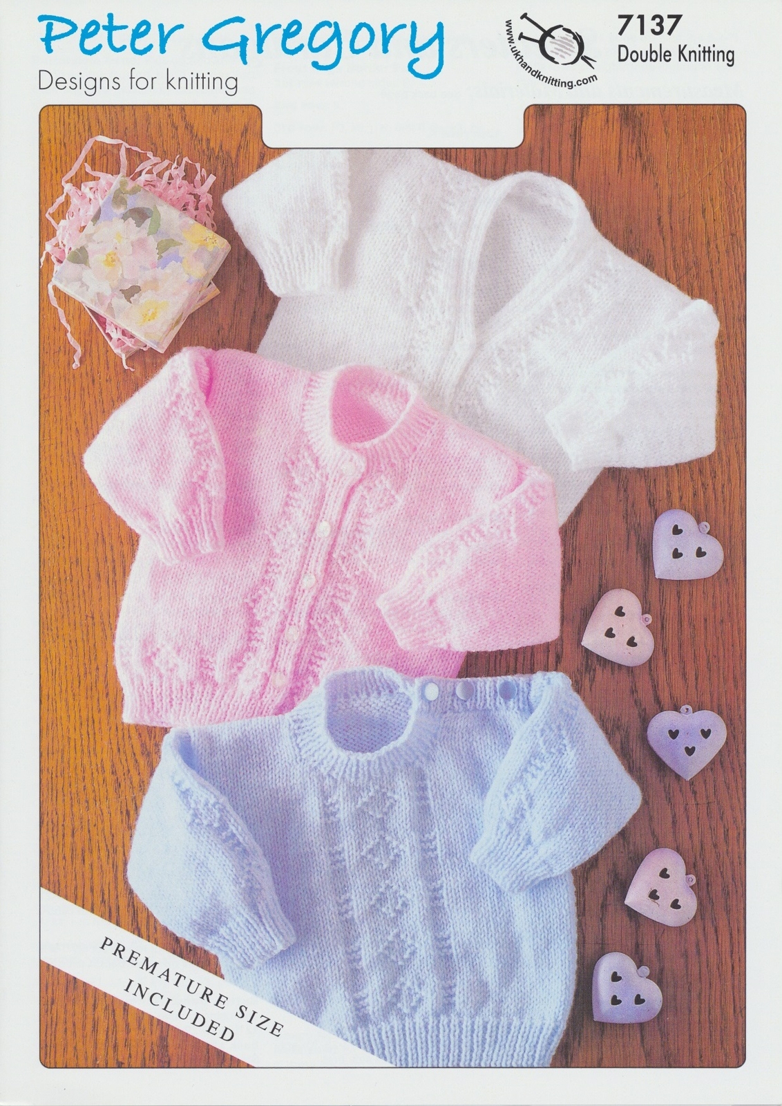 Peter Gregory Double Knitting DK Pattern Baby Sweaters & Cardigans 7137