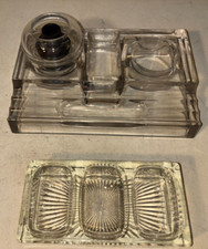 ANTIQUE ART DECO SENGBUSCH DOUBLE GLASS INK PEN NIB HOLDER  Dugan 3 Tray Holdr