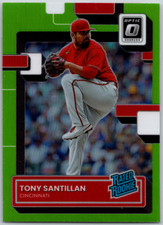 2022 Donruss Optic Holo Green Tony Santillan Rated Rookie Cincinnati Reds Card. rookie card picture