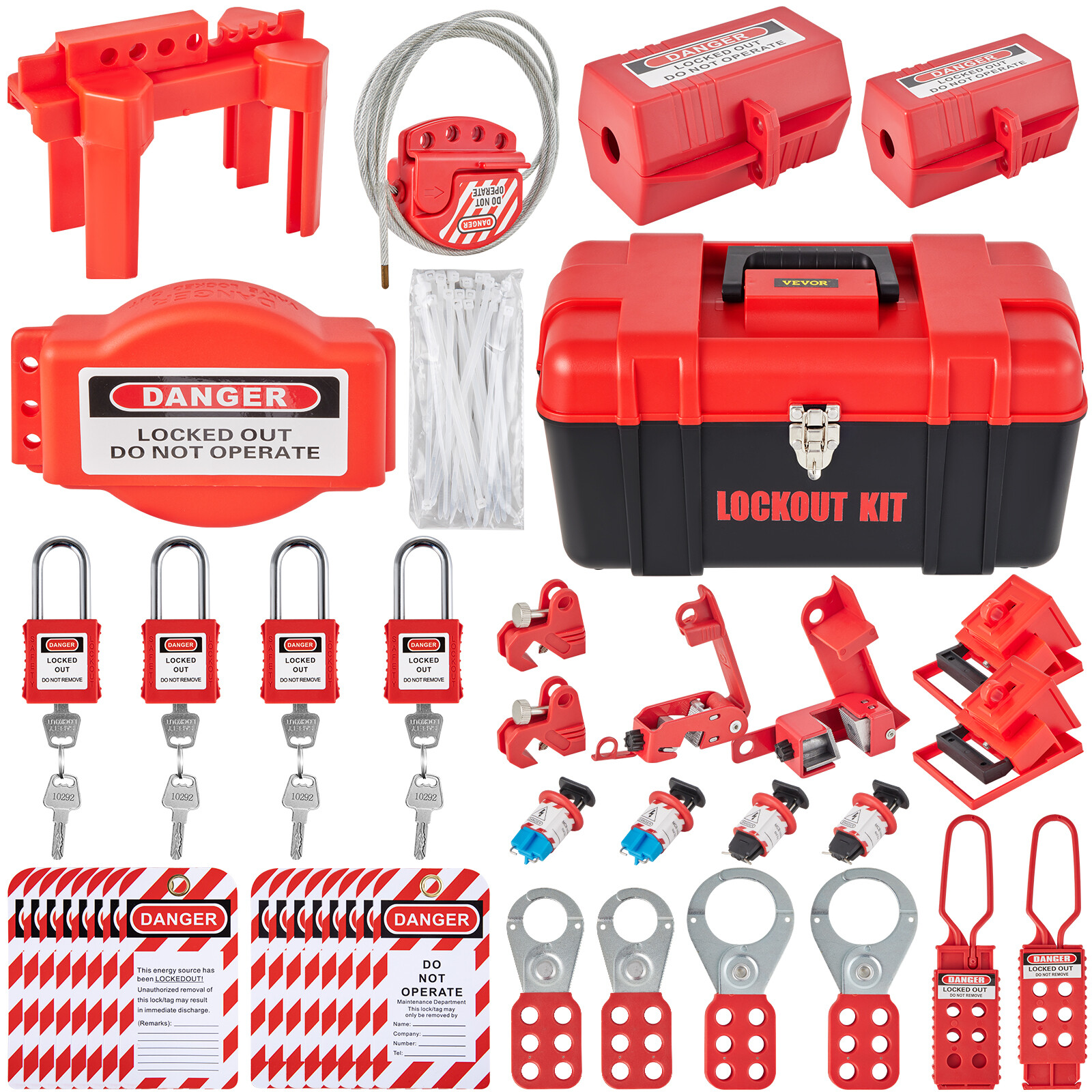 VEVOR 42PCS Lockout Tagout Kit Red Safety Padlocks Circuit Breaker