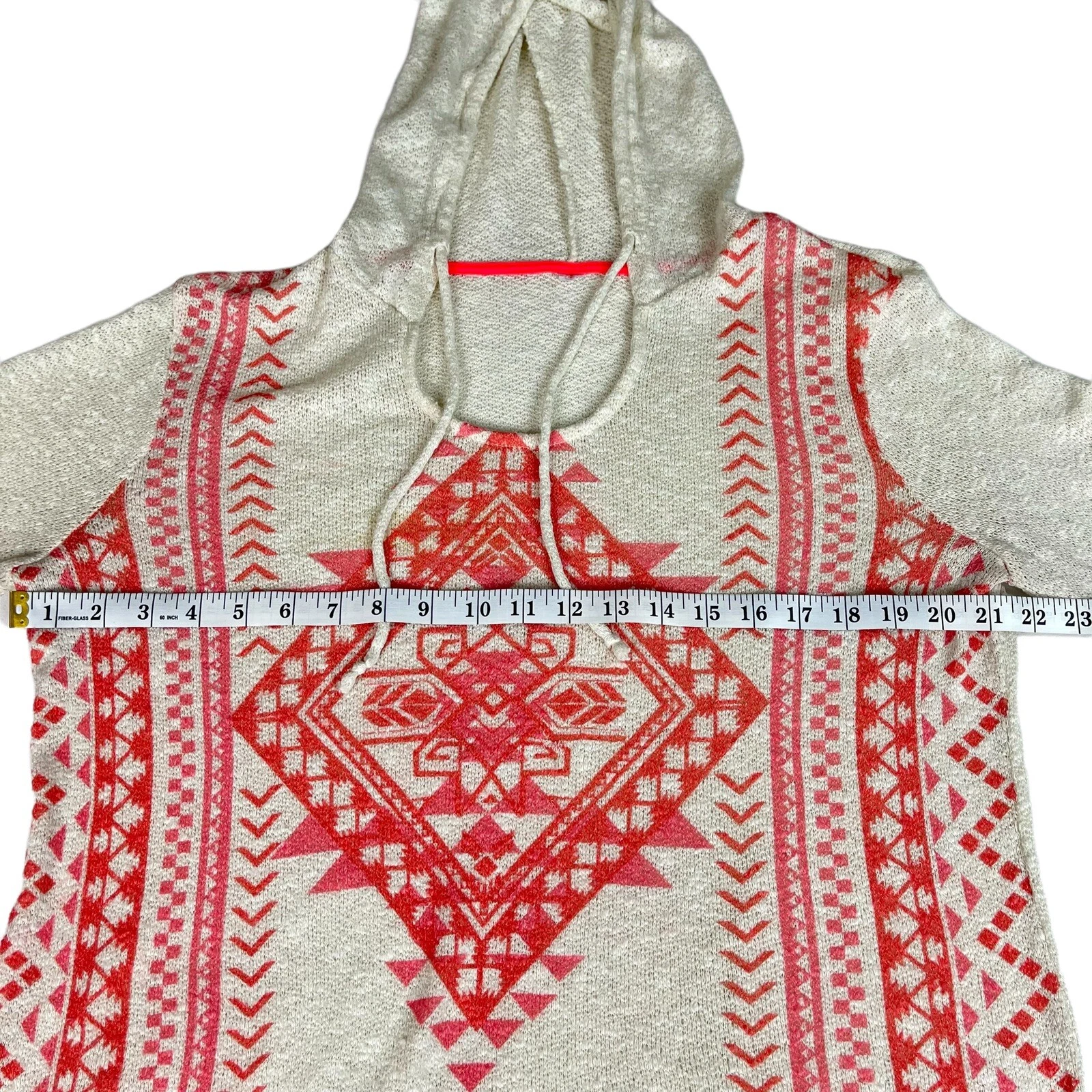 OFF WHITE Camicetta donna bianco sporco e rosa con cappuccio boho top taglia vedi foto (A10021)