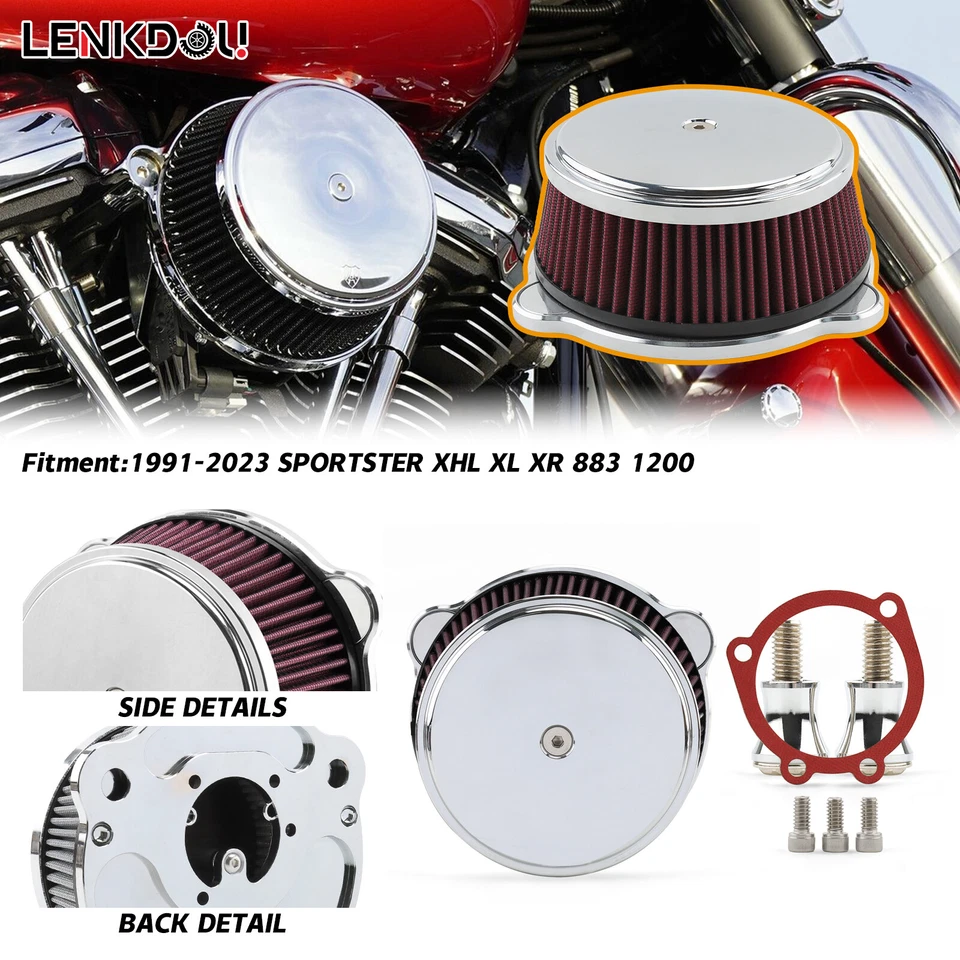 Motorcycle Smooth Air Cleaner Intake Filter For Harley Sportster XL 883 1200 48 Foto 3 de 4