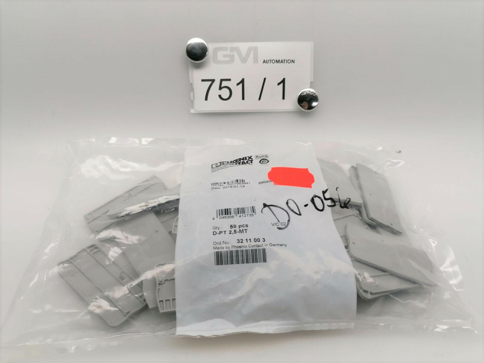 VPE 50X Phoenix Contact End Cover D-PT 2.5-MT 3211003