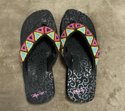 Blazin Roxx Rachel Flip Flop Women's Size 9 Chunky Platform colorful Beaded