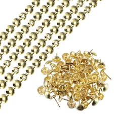10Pcs 1Meter Glossy Upholstery Tacks Strips Trim Sofa Decorative Nails, Gold