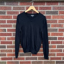 Express Black Modern Fit Extra Fine Merino Wool V Neck Sweater