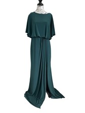 BHLDN NWT Anthropologie Lena Flutter Sleeve Jersey Maxi Gown in Teal Large