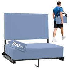 Stadium Seat with Blue Gray Support, Padded 18.4" Bleacher Chair,Brand new model