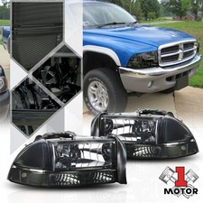 Smoke Tinted Headlight Clear Signal Reflector For 97-04 Dodge Dakotadurango