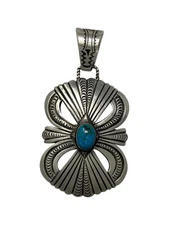 Calvin Martinez, Pendant, Water Webbed Kingman Turquoise, Navajo, 3 3/4"