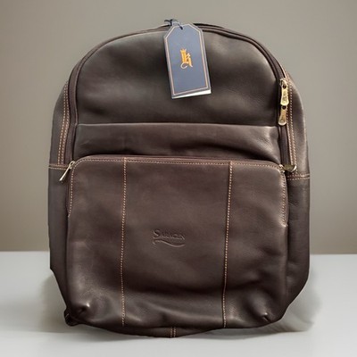 Links & Kings Leather Backpack Crown Collection Crown Cafe Zip Closure Brown NWT